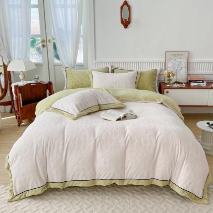 91家纺网 家纺一手货源 找家纺 总玛奇朵 2022新款全消光云芙雕花绒四件套-西雅图-场景1