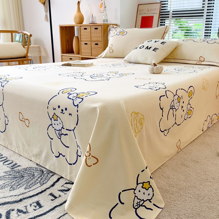 91家纺网 家纺一手货源 找家纺 芃成 2022新款全棉磨毛单床单 乖乖兔