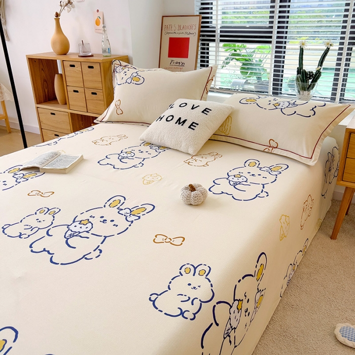 91家纺网 家纺一手货源 找家纺 芃成 2022新款全棉磨毛单床单 乖乖兔