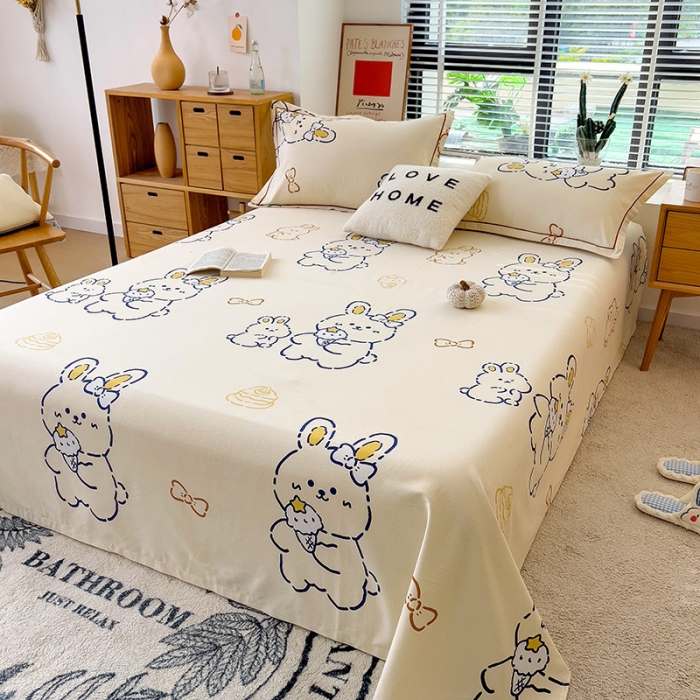 91家纺网 家纺一手货源 找家纺 芃成 2022新款全棉磨毛单床单 乖乖兔