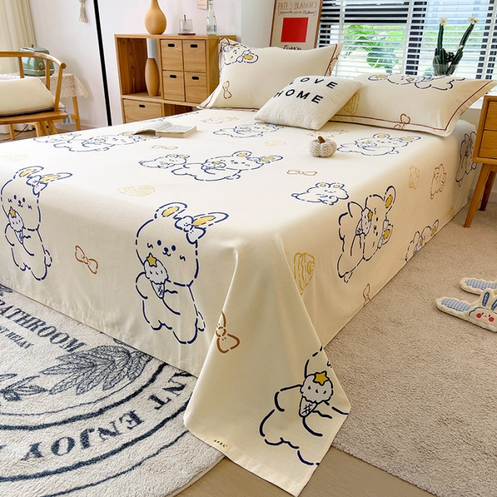 91家纺网 家纺一手货源 找家纺 芃成 2022新款全棉磨毛单床单 乖乖兔