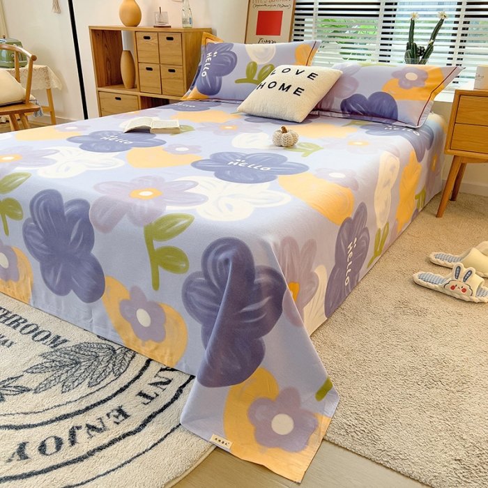 91家纺网 家纺一手货源 找家纺 芃成 2022新款全棉磨毛单床单 花花物语