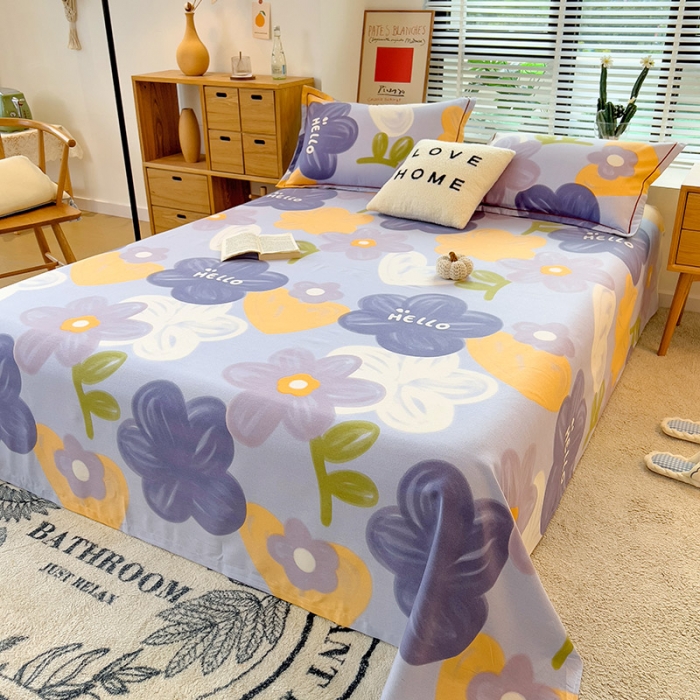 91家纺网 家纺一手货源 找家纺 芃成 2022新款全棉磨毛单床单 花花物语