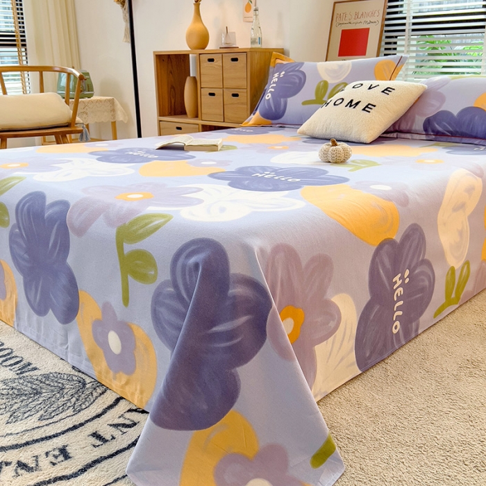 91家纺网 家纺一手货源 找家纺 芃成 2022新款全棉磨毛单床单 花花物语