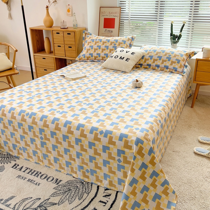 91家纺网 家纺一手货源 找家纺 芃成 2022新款全棉磨毛单床单 几何世界