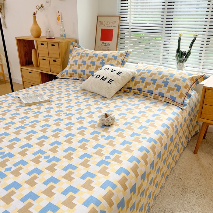 91家纺网 家纺一手货源 找家纺 芃成 2022新款全棉磨毛单床单 几何世界