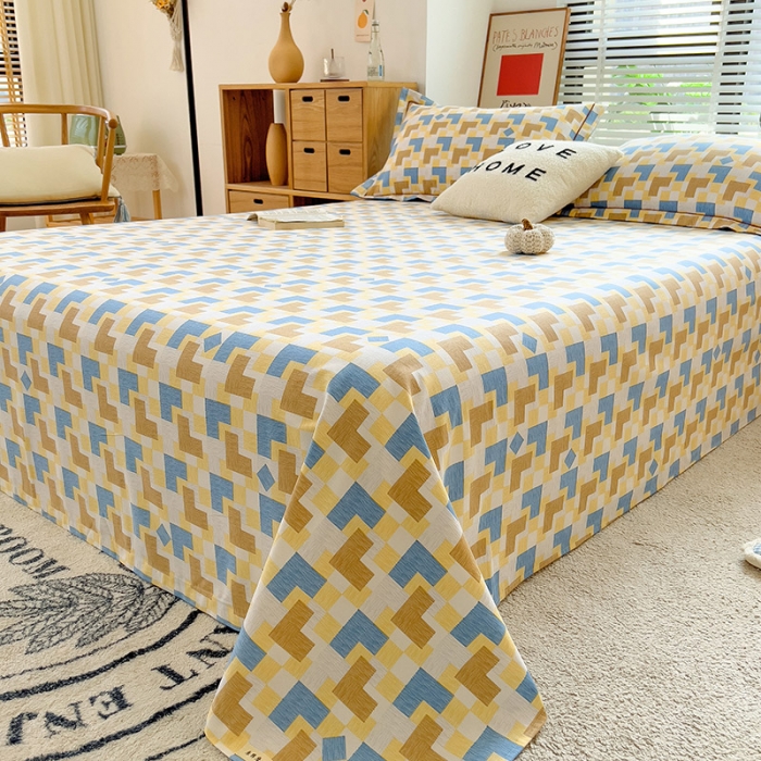 91家纺网 家纺一手货源 找家纺 芃成 2022新款全棉磨毛单床单 几何世界