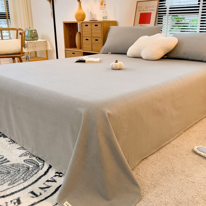 91家纺网 家纺一手货源 找家纺 芃成 2022新款全棉磨毛单床单 浅灰