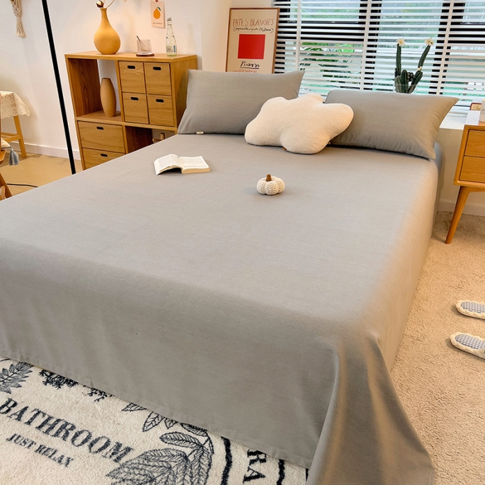 91家纺网 家纺一手货源 找家纺 芃成 2022新款全棉磨毛单床单 浅灰