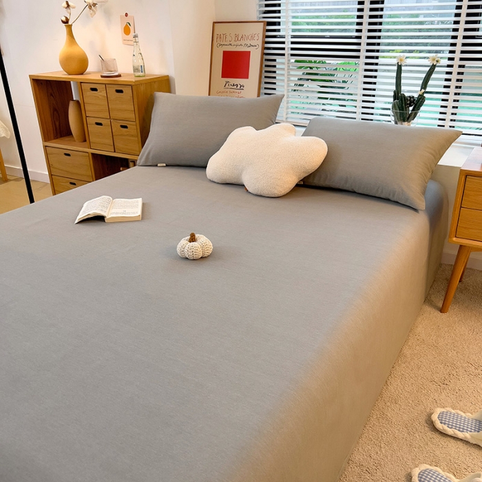 91家纺网 家纺一手货源 找家纺 芃成 2022新款全棉磨毛单床单 浅灰