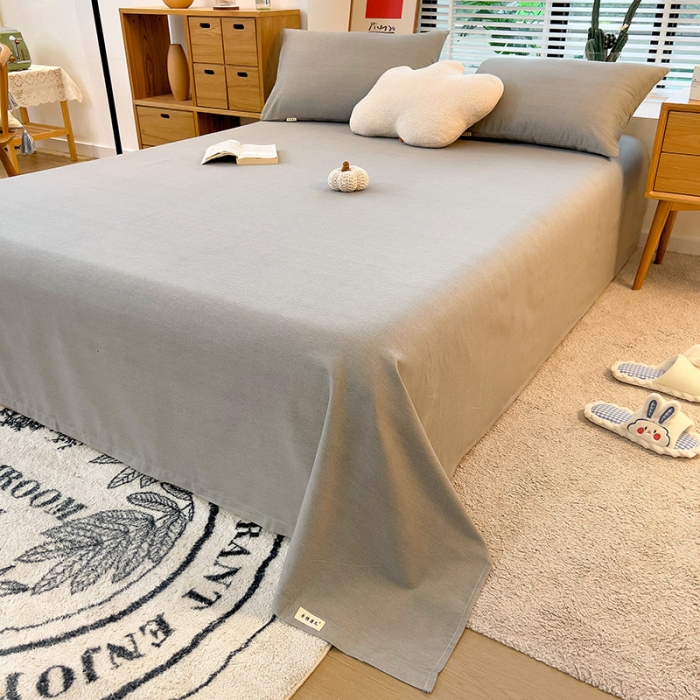 91家纺网 家纺一手货源 找家纺 芃成 2022新款全棉磨毛单床单 浅灰