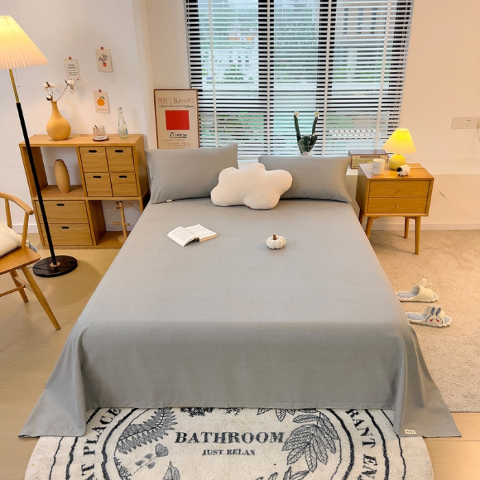 91家纺网 家纺一手货源 找家纺 芃成 2022新款全棉磨毛单床单 浅灰