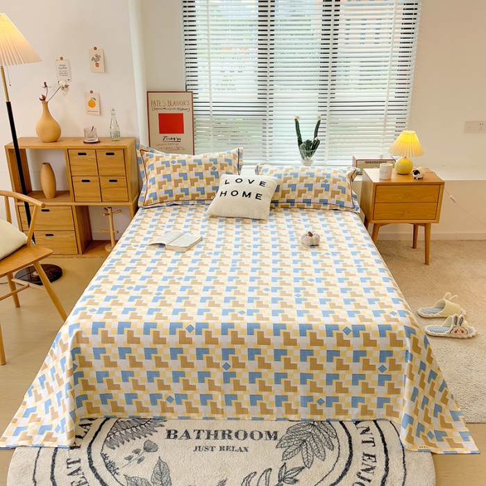 91家纺网 家纺一手货源 找家纺 芃成 2022新款全棉磨毛单床单 几何世界