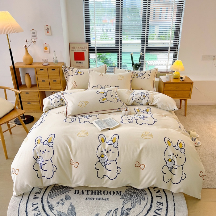 91家纺网 家纺一手货源 找家纺 芃成 2022新款全棉磨毛四件套 乖乖兔