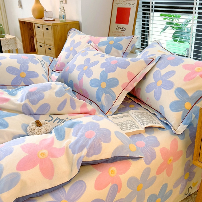 91家纺网 家纺一手货源 找家纺 芃成 2022新款全棉磨毛四件套 花季