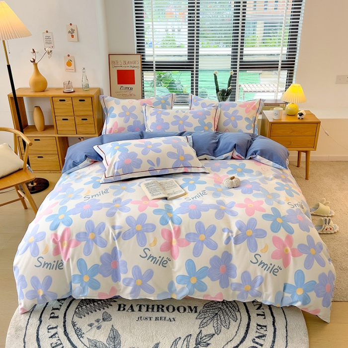 91家纺网 家纺一手货源 找家纺 芃成 2022新款全棉磨毛四件套 花季