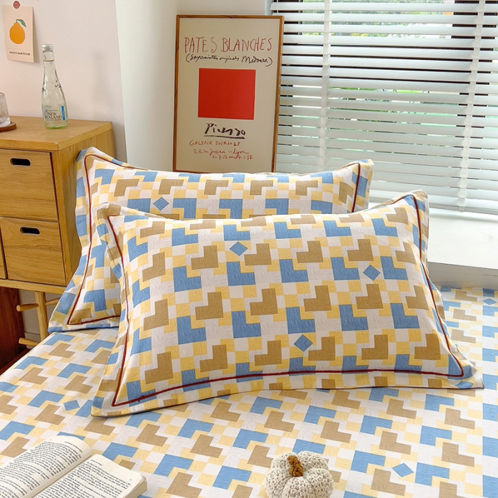 91家纺网 家纺一手货源 找家纺 芃成 2022新款全棉磨毛四件套 几何世界