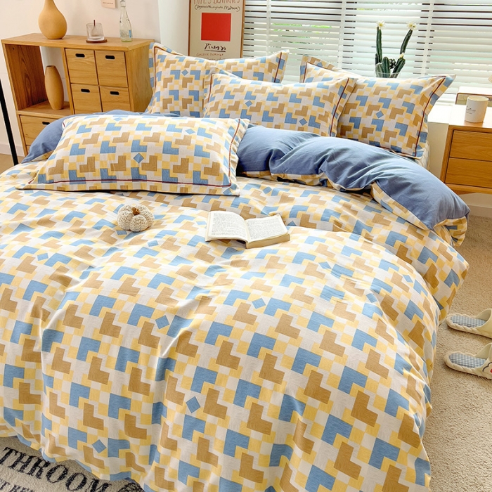 91家纺网 家纺一手货源 找家纺 芃成 2022新款全棉磨毛四件套 几何世界