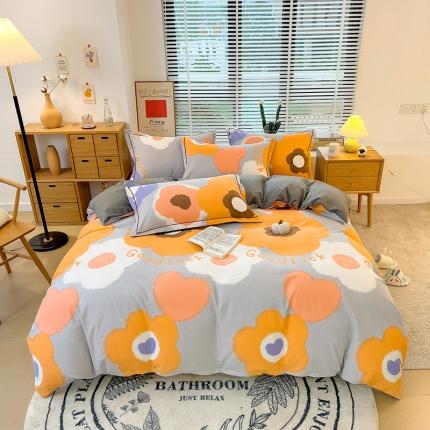 芃成 2022新款全棉磨毛四件套 婉然 灰