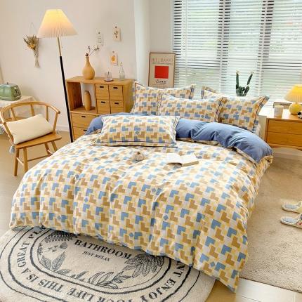 91家纺网 家纺一手货源 找家纺 芃成 2022新款全棉磨毛被套 几何世界