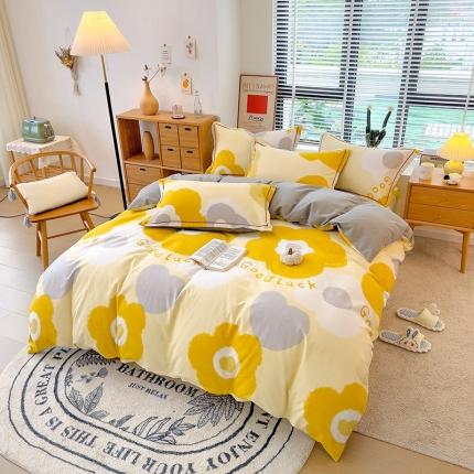 91家纺网 家纺一手货源 找家纺 芃成 2022新款全棉磨毛被套 婉然 黄