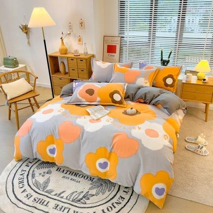 91家纺网 家纺一手货源 找家纺 芃成 2022新款全棉磨毛被套 婉然 灰