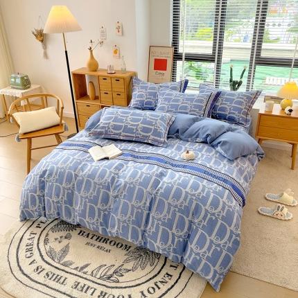 91家纺网 家纺一手货源 找家纺 芃成 2022新款全棉磨毛被套 小时光 蓝