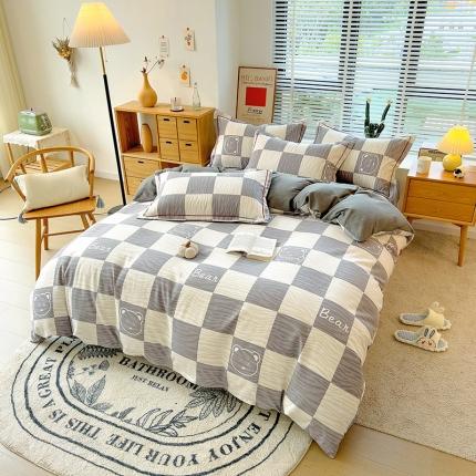 91家纺网 家纺一手货源 找家纺 芃成 2022新款全棉磨毛被套 熊熊乐园