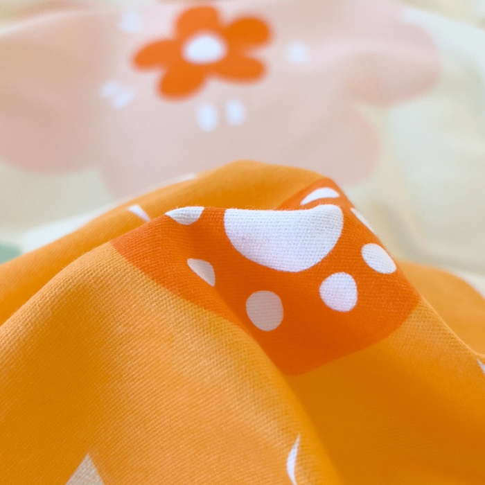 91家纺网 家纺一手货源 找家纺 芃成 2022新款全棉磨毛被套 爱在花海 桔