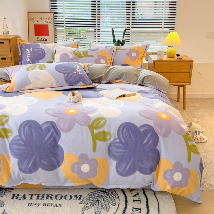 91家纺网 家纺一手货源 找家纺 芃成 2022新款全棉磨毛被套 花花物语