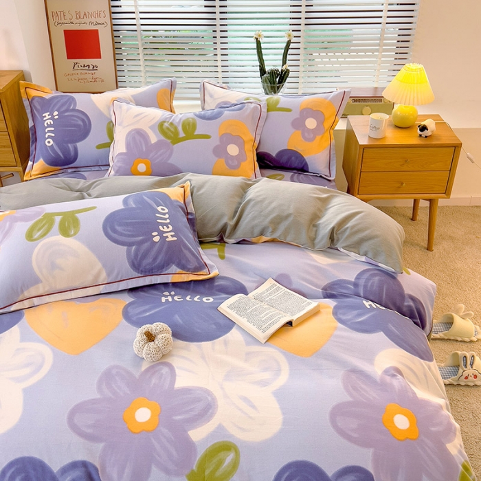 91家纺网 家纺一手货源 找家纺 芃成 2022新款全棉磨毛被套 花花物语