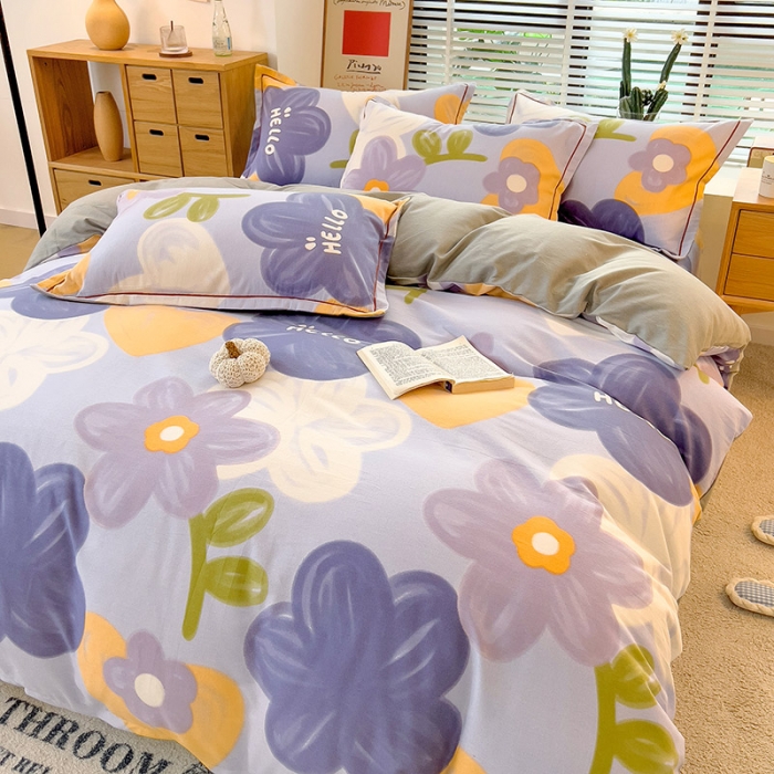 91家纺网 家纺一手货源 找家纺 芃成 2022新款全棉磨毛被套 花花物语