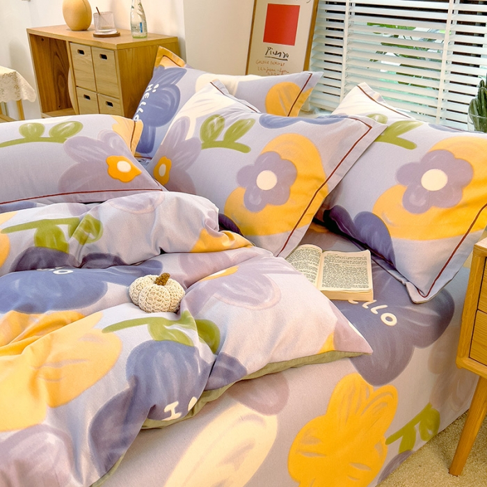 91家纺网 家纺一手货源 找家纺 芃成 2022新款全棉磨毛被套 花花物语