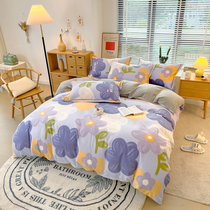 91家纺网 家纺一手货源 找家纺 芃成 2022新款全棉磨毛被套 花花物语