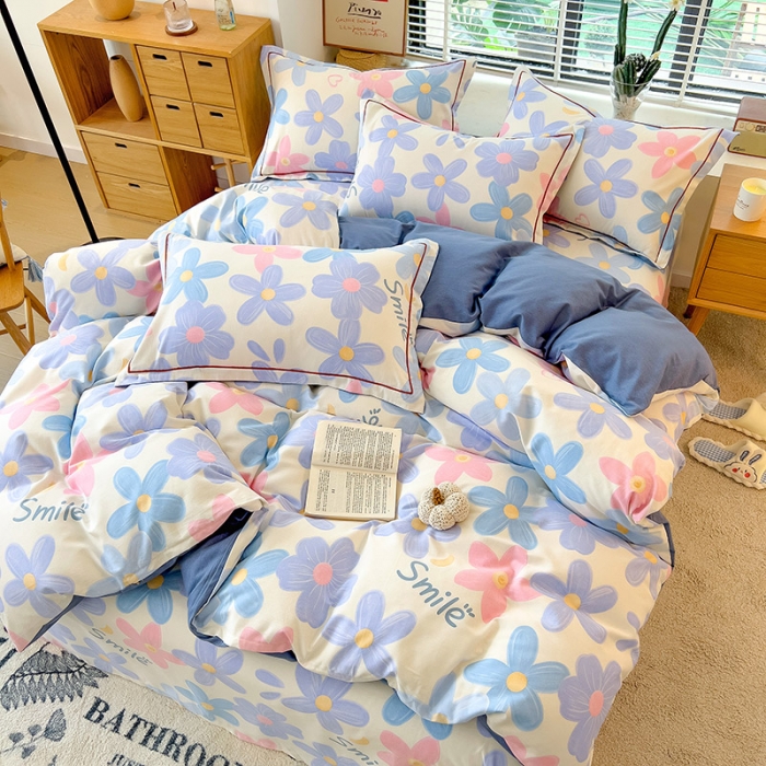 91家纺网 家纺一手货源 找家纺 芃成 2022新款全棉磨毛被套 花季