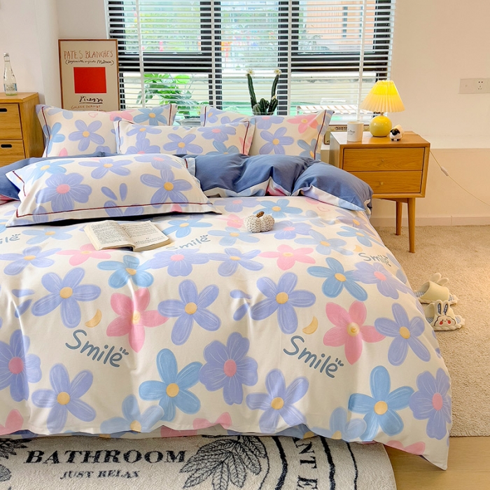 91家纺网 家纺一手货源 找家纺 芃成 2022新款全棉磨毛被套 花季