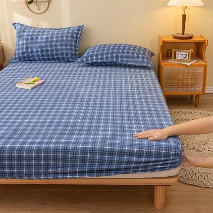 91家纺网 家纺一手货源 找家纺 总春寻2022新款无印风格子款高克重加厚牛奶绒床笠床罩三件套