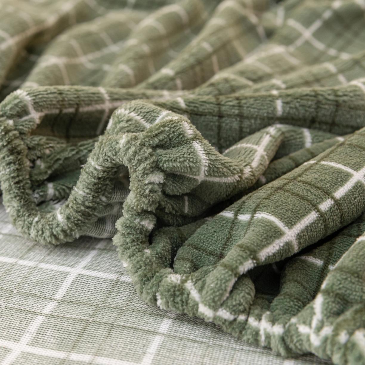 91家纺网 家纺一手货源 找家纺 春寻家纺 2022新款加厚牛奶绒床笠 草绿格