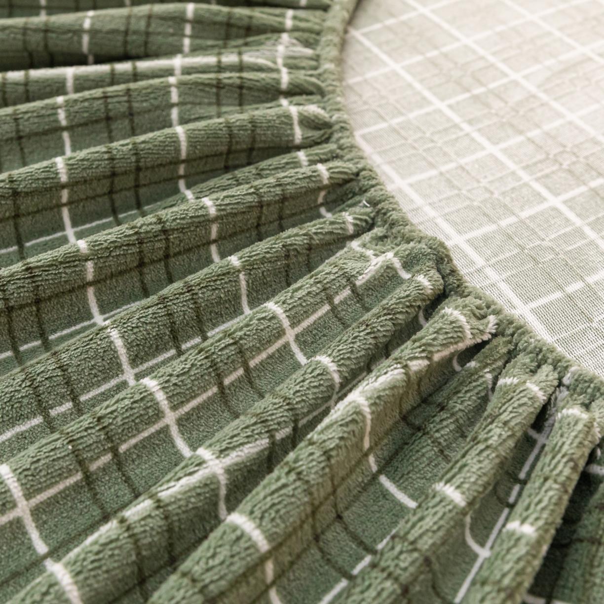 91家纺网 家纺一手货源 找家纺 春寻家纺 2022新款加厚牛奶绒床笠 草绿格