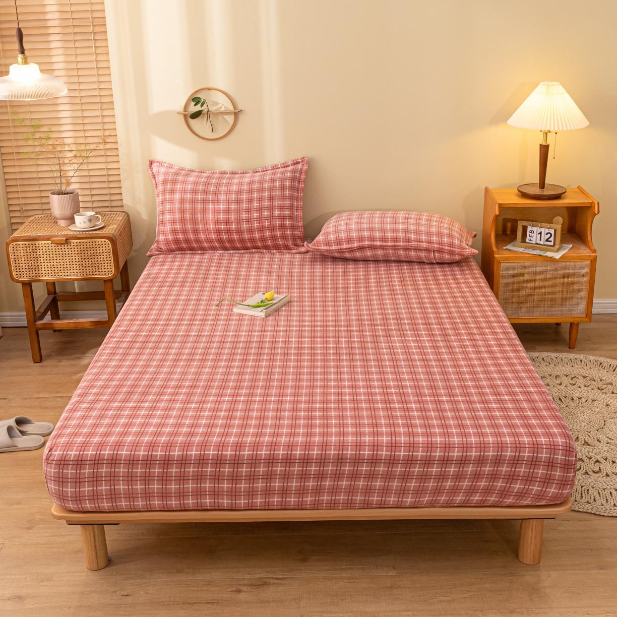 91家纺网 家纺一手货源 找家纺 春寻家纺 2022新款加厚牛奶绒床笠 豆沙格