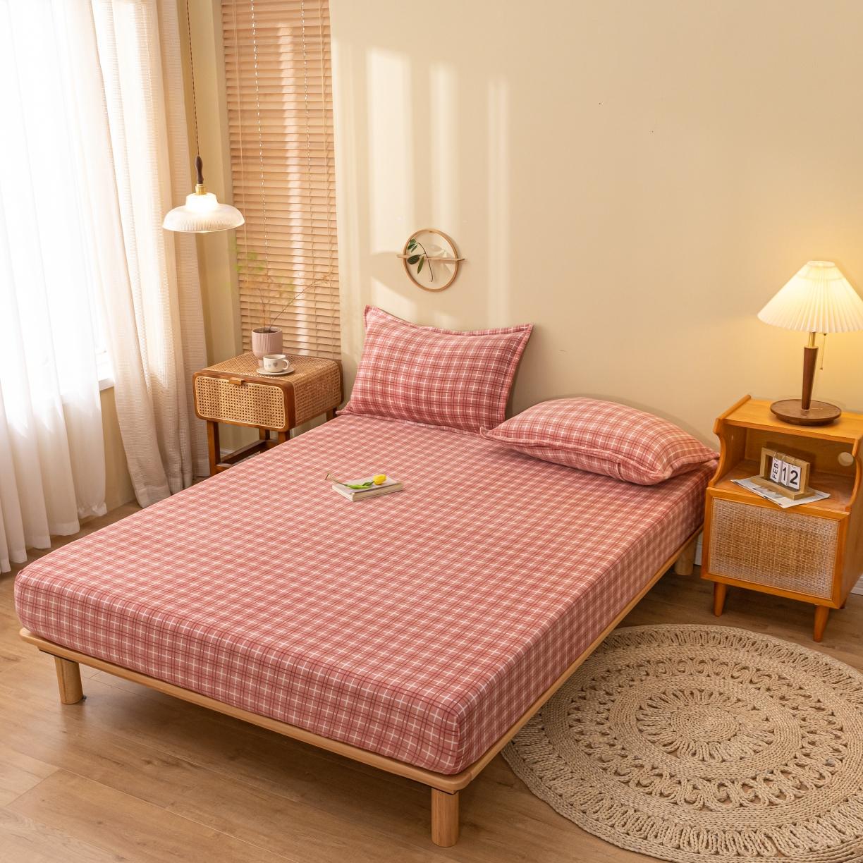 91家纺网 家纺一手货源 找家纺 春寻家纺 2022新款加厚牛奶绒床笠 豆沙格