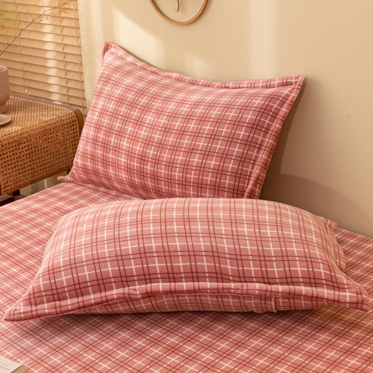 91家纺网 家纺一手货源 找家纺 春寻家纺 2022新款加厚牛奶绒床笠 豆沙格