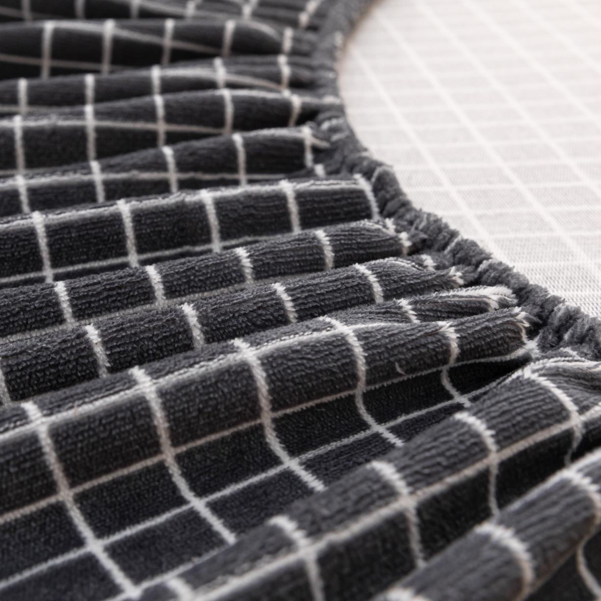 91家纺网 家纺一手货源 找家纺 春寻家纺 2022新款加厚牛奶绒床笠 黑白小格