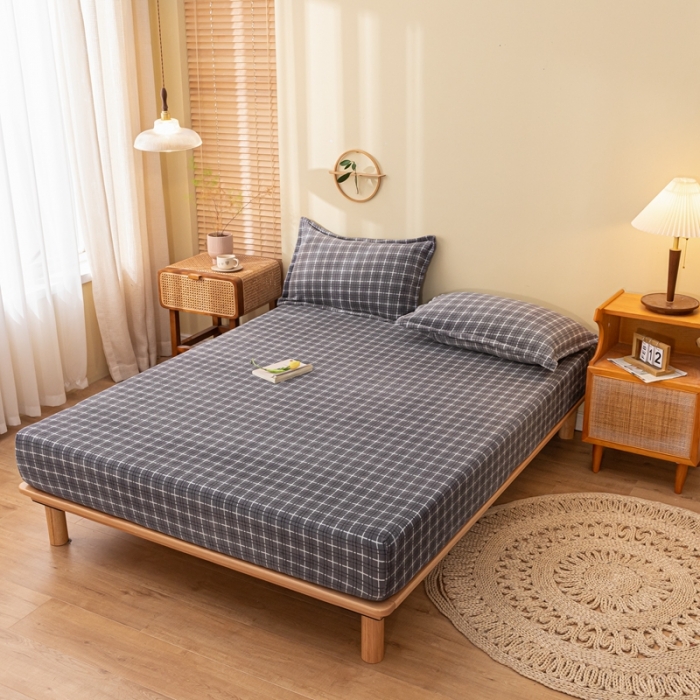 91家纺网 家纺一手货源 找家纺 春寻家纺 2022新款加厚牛奶绒床笠 深灰格