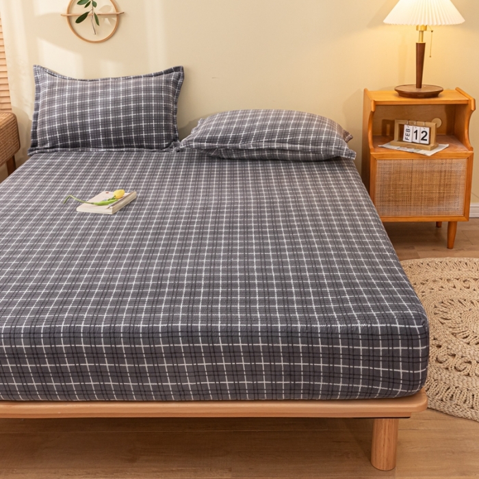 91家纺网 家纺一手货源 找家纺 春寻家纺 2022新款加厚牛奶绒床笠 深灰格