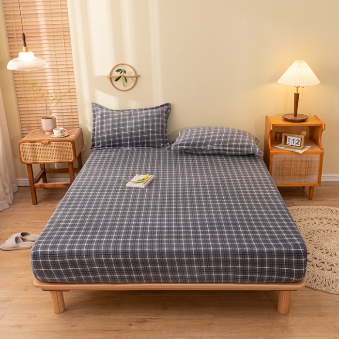 91家纺网 家纺一手货源 找家纺 春寻家纺 2022新款加厚牛奶绒床笠 深灰格