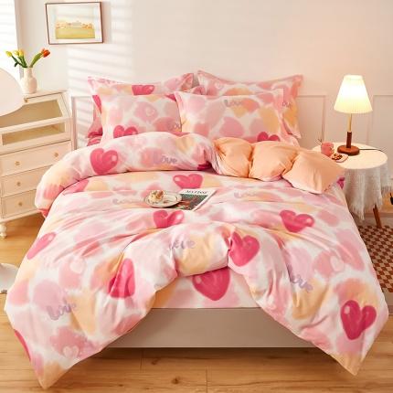 91家纺网 家纺一手货源 找家纺 （总1）安逸家纺 12868 新款全棉床笠四件套床罩学生纯棉床笠款三件套