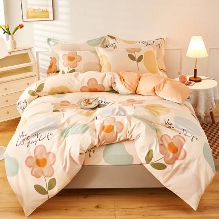 91家纺网 家纺一手货源 找家纺 （总1）安逸家纺 12868 新款全棉床笠四件套床罩学生纯棉床笠款三件套