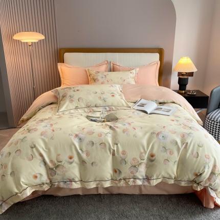 91家纺网 家纺一手货源 找家纺 顾家家居 2023新款100支数码印花磨毛四件套 夏树繁花