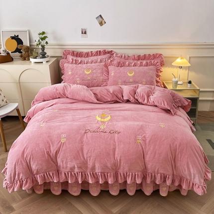 91家纺网 家纺一手货源 找家纺 (总) 宜凡家纺 2022新款A类婴儿绒床裙星悦系列四件套